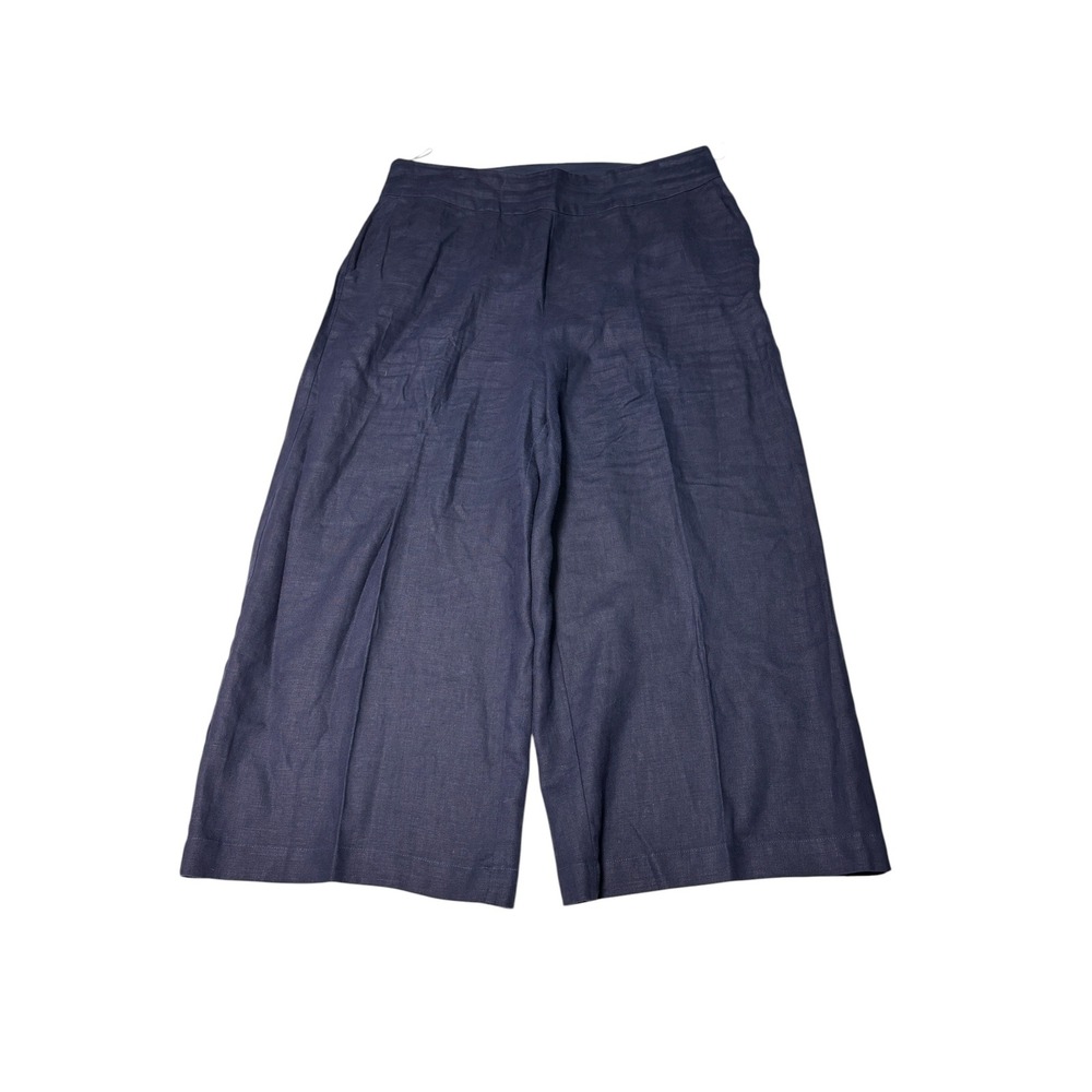 Boden Navy Blue 100% Linen Wide Leg Culottes T0589 Womens US 12 UK 16 W34 L22